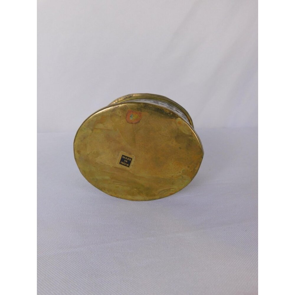 Vintage Brass Pierced Round Candle Holder Lidded Patina Made In India Decor - Picture 6 of 10